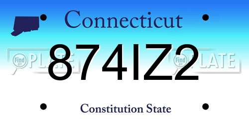 874IZ2 Connecticut License Plate