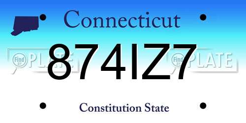 874IZ7 Connecticut License Plate
