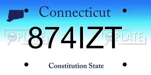 874IZT Connecticut License Plate