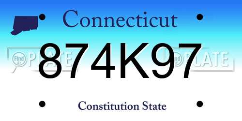 874K97 Connecticut License Plate