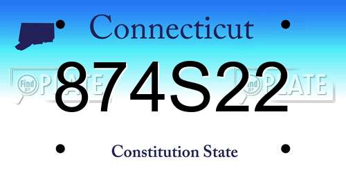 874S22 Connecticut License Plate