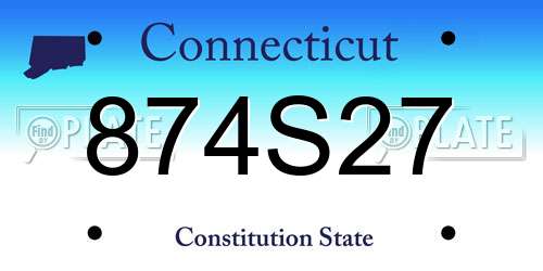 874S27 Connecticut License Plate