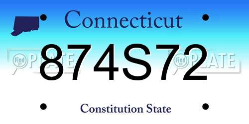 874S72 Connecticut License Plate