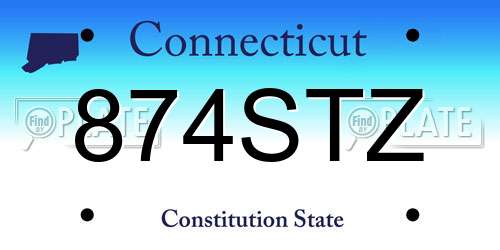 874STZ Connecticut License Plate