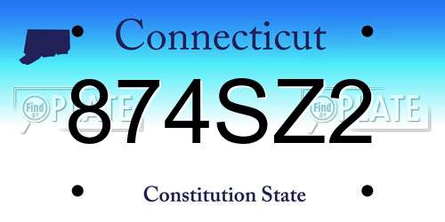 874SZ2 Connecticut License Plate