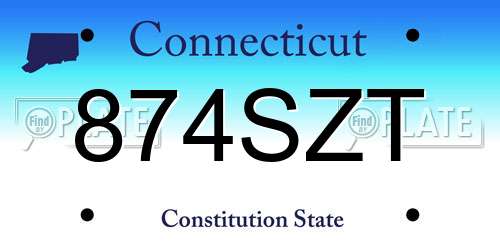 874SZT Connecticut License Plate