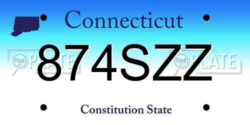 874SZZ Connecticut License Plate