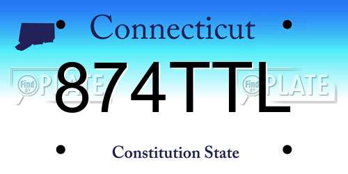 874TTL Connecticut License Plate