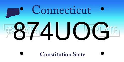 874UOG Connecticut License Plate