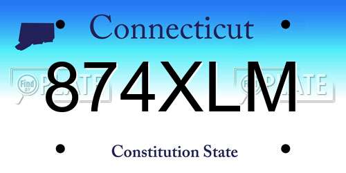 874XLM Connecticut License Plate