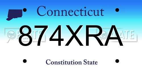 874XRA Connecticut License Plate