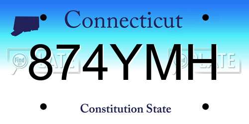 874YMH Connecticut License Plate
