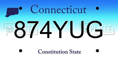 874YUG Connecticut License Plate