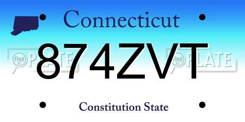 874ZVT Connecticut License Plate