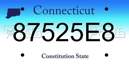 87525E8 Connecticut License Plate