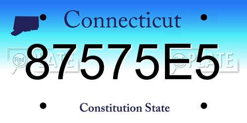 87575E5 Connecticut License Plate
