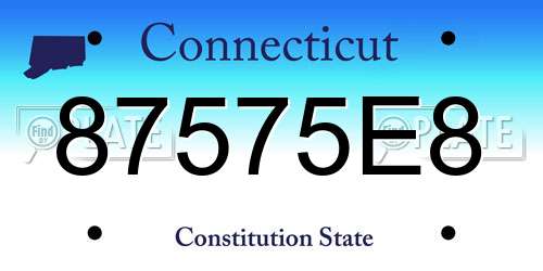 87575E8 Connecticut License Plate