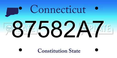 87582A7 Connecticut License Plate