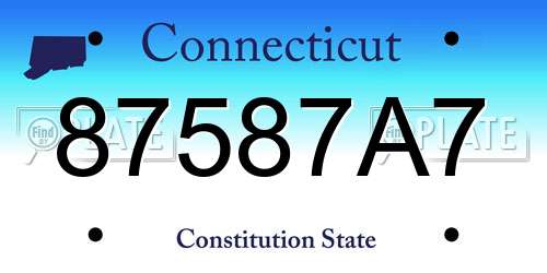 87587A7 Connecticut License Plate