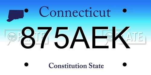 875AEK Connecticut License Plate