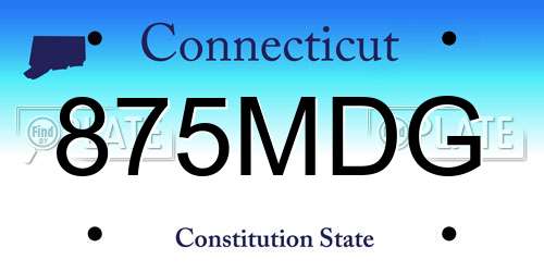 875MDG Connecticut License Plate