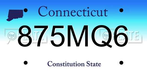 875MQ6 Connecticut License Plate