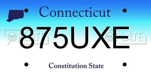 875UXE Connecticut License Plate