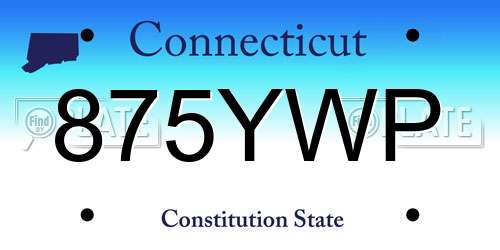 875YWP Connecticut License Plate