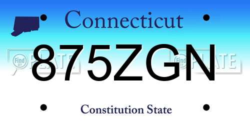 875ZGN Connecticut License Plate