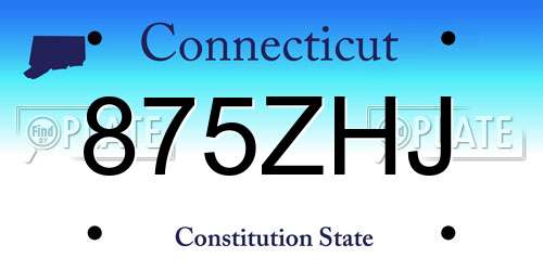 875ZHJ Connecticut License Plate