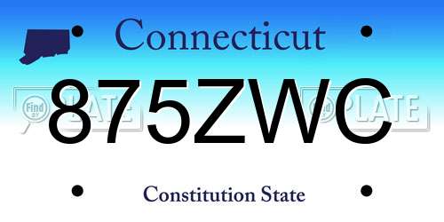 875ZWC Connecticut License Plate