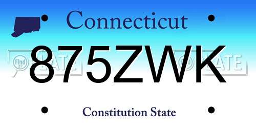 875ZWK Connecticut License Plate