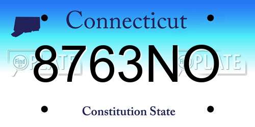 8763NO Connecticut License Plate
