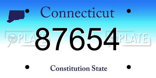 87654 Connecticut License Plate