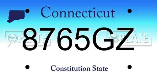 8765GZ Connecticut License Plate