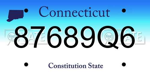 87689Q6 Connecticut License Plate