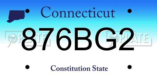 876BG2 Connecticut License Plate