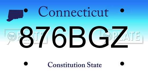 876BGZ Connecticut License Plate
