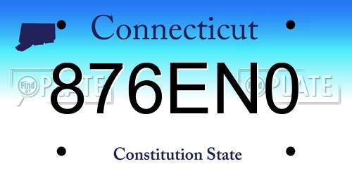 876EN0 Connecticut License Plate