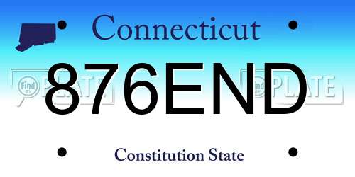 876END Connecticut License Plate