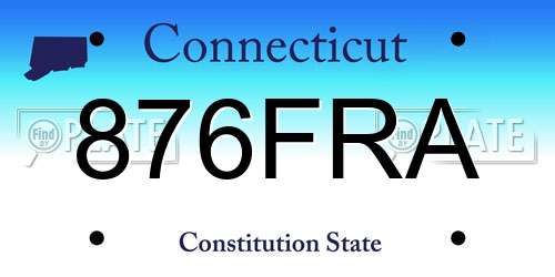 876FRA Connecticut License Plate