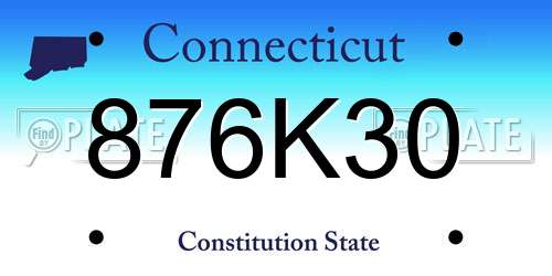 876K30 Connecticut License Plate