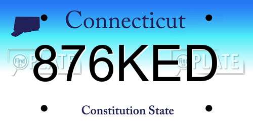 876KED Connecticut License Plate