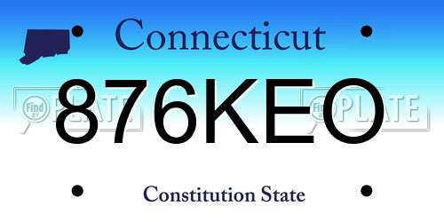 876KEO Connecticut License Plate