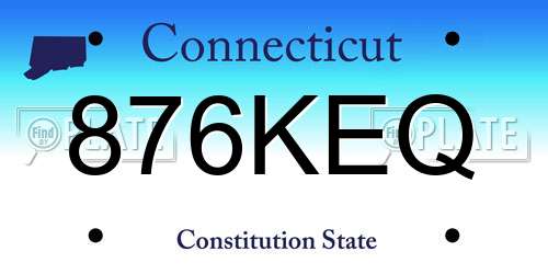 876KEQ Connecticut License Plate
