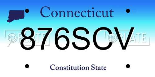 876SCV Connecticut License Plate