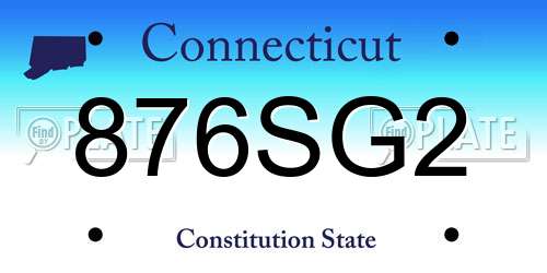 876SG2 Connecticut License Plate