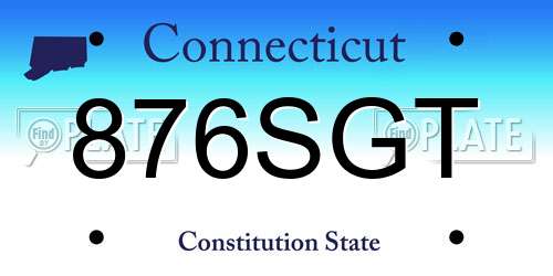 876SGT Connecticut License Plate