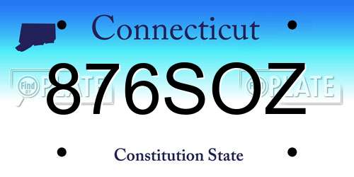 876SOZ Connecticut License Plate