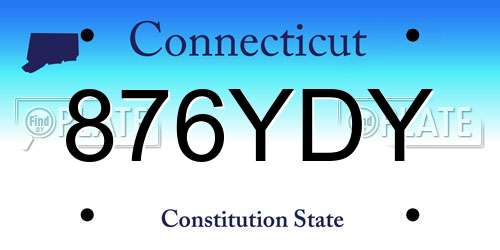 876YDY Connecticut License Plate